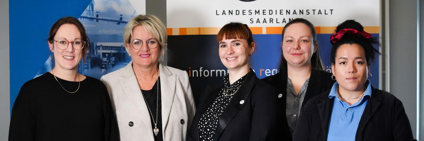 Melanie Blatter (Arbeitskammer des Saarlandes), Ruth Meyer (LMS), Carola Plesch und Veronika Lazar (BSI), Michelle Pantke (Amadeu Antonio Stiftung)